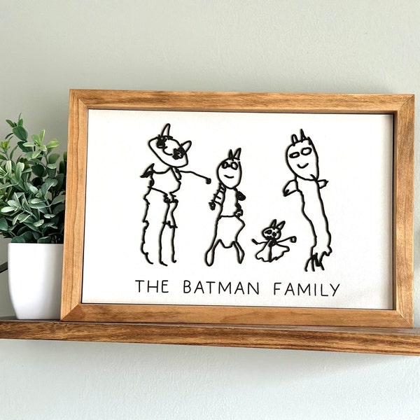 Custom 3D Wood Kids Art - Laser Cut Drawing Gift
