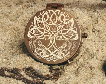 Engraved Tree of Life Compass: Nordic Norse Mythology Gift