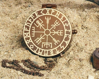 Viking Vegvisir Engraved Compass: Personalized Nordic Gift