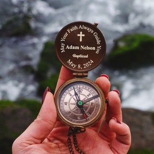 Baptism Gift Boy Brass Compass, Catholic gift, First Communion Gift for Son, Holly Communion Gift, Confirmation Gift