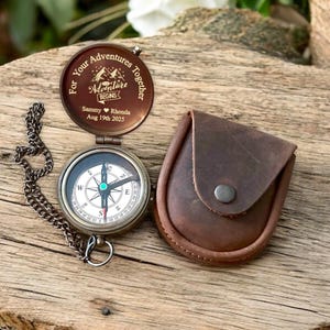 Personalized Compass Wedding Gift for Couple, Copper Anniversary Gift for Husband, Engraved Birthday Gift for Him, Unique Groom Gift