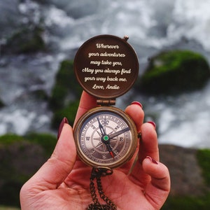 Personalized Brass Compass Gift for Boyfriend, Anniversary Gift Husband Engraved Compass, Gift for Him, Wedding Gift for Couple