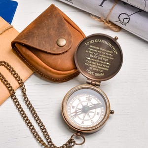 Personalized Brass Compass: Baptism, First Communion, Confirmation Gift