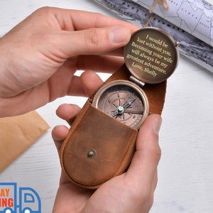 Personalized Engraved Compass, Anniversary Gift for Boyfriend, Your Handwriting Message Gift for Husband, Best Gift for Dad,Gift for Him