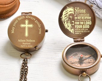 Personalized Brass Compass: Baptism, First Communion, Confirmation Gift
