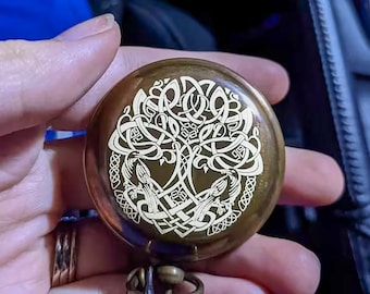Tree of Life with the Ravens Engraved Compass, Best gift idea for Husband, Nordic Compass, Couple Anniversary Gifts, Gİfts for Him