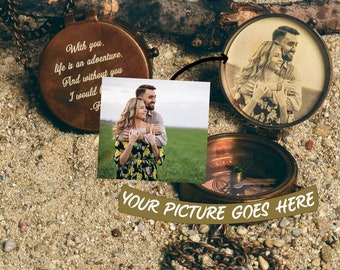 Personalized Compass With Photo, Gifts with Your actual handwriting, 1st Anniversary gifts for husband, Weding Gifts For Couples