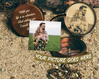 Photo Engraved Compass: Personalized Handwriting, Nautical Gift