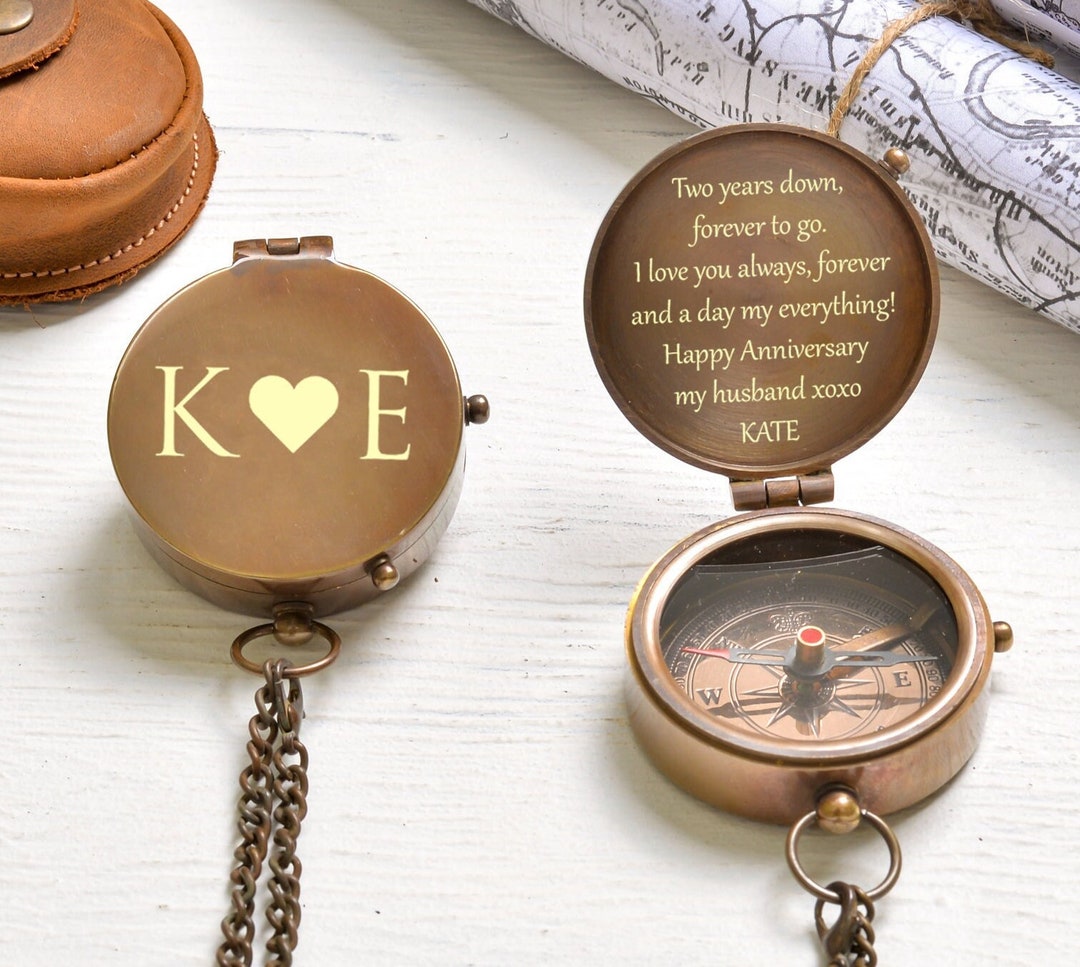 Personalized Brass Compass Vintage Look With Custom - Etsy