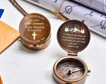 Engraved Compass Gift: Personalized Religious Keepsake