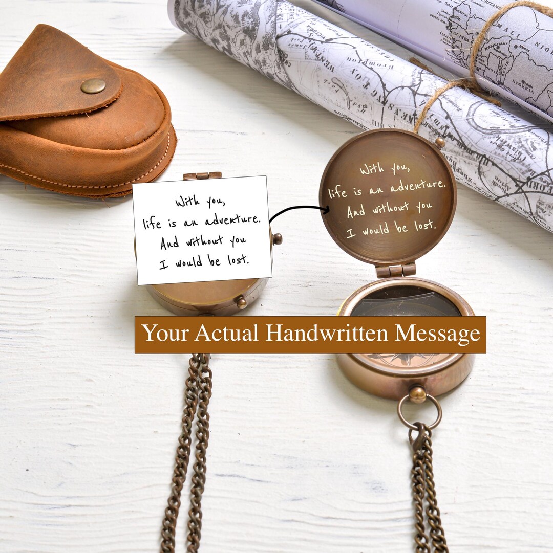 Compas Signature Handwriting Engraved Working Compass – Personalized Signature & Message ...