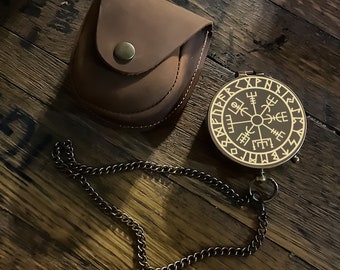 Custom Engraved Compass, Viking Vegvisir, Norse Mythology Gift