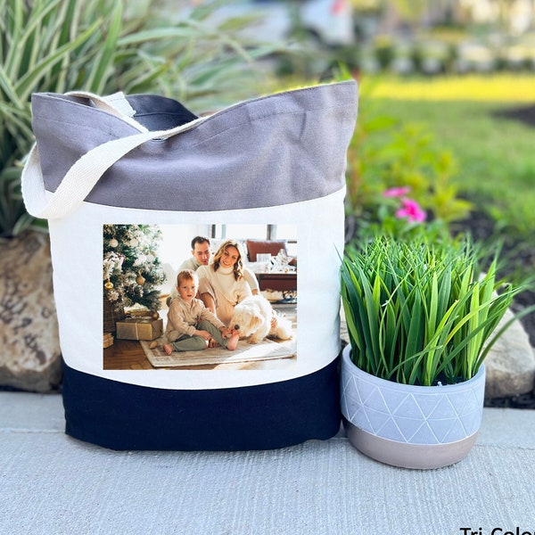 Custom Photo Tote Bag, Bridesmaid Bag, Family Picture Bag, Gift for Woman, Custom Picture, Custom Bag, Animal Photo Bag, Photo printed bag