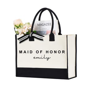 Custom Maid Of Honor Tote Bag, Tote Bag, Personalized Tote Bag, Bridesmaid Gift, Maid of Honor Gift, Unique Gift Idea, Birthday Gift for