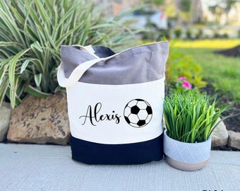 Custom Soccer Tote Bag, Soccer Player Gift, Personalized Tote Bag, Soccer Gift for Women, Soccer Player Bag, Valentin day Gift