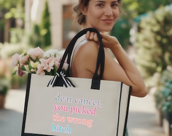 Cancer Awareness Tote Bag, Strong Survivor Gift, Support Fight Cancer Tote Bag, Cancer Week Tote Bag, Cancer Team Tote Bag