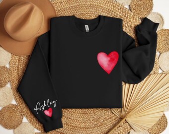 Custom Valentines Day Sweatshirt, Valentine Heart Sweatshirt, Womens Valentine's Day Sweatshirt, Couple Gift Sweatshirt, Christmas Gift