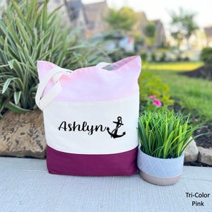 Nautical Anchor Canvas Tote Bag, Personalized Gift Beach Bag, Personalized Anchor, Tote Bag, Beach Bag, Cruise Bag, Nautical Wedding Tote image 4