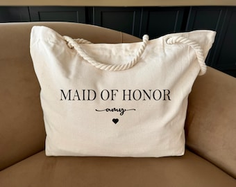 Custom Bridesmaid Tote Bag, Bride Bag, Maid of Honor Tote, Bachelorette Gift, Personalized Bridesmaid Bags, Bridesmaid Gifts for Her
