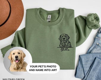Custom Dog Portrait Sweatshirt, Personalized Dog Portrait Hoodie,  Personalized Dog Portrait Sweatshirt, Custom Dog Photo Sweatshirt