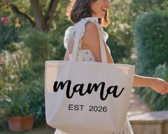 Personalized Mama Est. 2026 Tote Bag, Gift For Mom