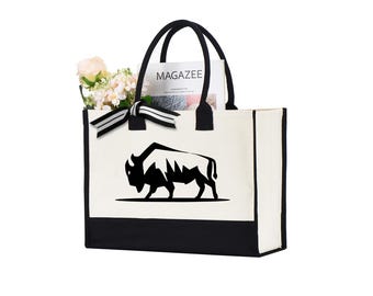 Bison Graphic Tote Bag, Wild Bison Tote Bag, American Buffalo Tote Bag, Bison Lover Gift, Buffalo Bag, Bison Lover Gift Bag, Bison Gift Bag