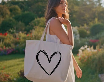 Valentines Heart Tote Bag, Womens Valentine's Day Tote Bag, Heart Tote Bag, Anniversary Day Gift, Gift for Valentine, Cute Valentine Bag