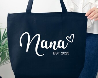 Nana Tote Bag, Personalized Nana Tote Bag, Gift for Nana, Nana Est Tote Bag, Mother's Day Bag, Custom Nana Bag, Nana Gifts, Grandma Bag