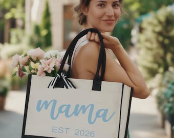 Custom Mama Tote Bag, New Mom Gift, Mother Est. 2026 Tote