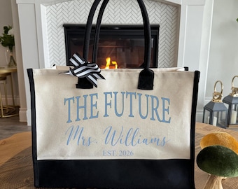 Future Bride Tote Bag, Custom Bride Last Name Bag, Future Mrs Tote Bag, Future Est Wedding Gift Tote, Personalized Bridal Shower Bag