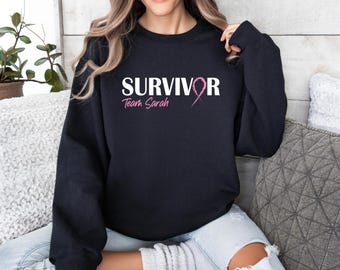 Custom Breast Cancer  Sweatshirt, Breast Cancer Survivor Hoodie, Personalized Cancer Sweatshirt, Breast Cancer Fighter Gift Sweatshirt