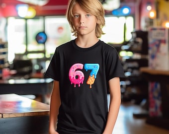 Six Seven Youth Shirt, Six Seven Ice Cream Youth T-Shirt, Youth Unisex Tee, Six Seven 67 Meme Tee for Youths