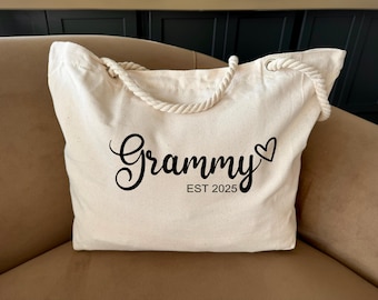 Custom Grammy Est Tote Bag, Personalized Grammy Gift, Grammy Life, Grammy Tote Bag, Grandma Birthday Gift Tote Bag, Grandmother Tote Bag