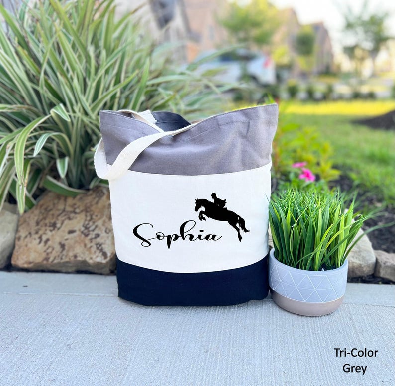Personalized Horse tote Bag, Horse Gift Bag, Horse Lover Gift, Equestrian tote bag, Custom Horse Lover Bag, Equestrian Gift Bag, Horse Bag image 1
