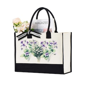 Floral Tote Bag, Cute Tote Bag, Tote Bag Aesthetic, Flower Lover Gift, Unique Gift Idea, Nature Lover Gift, Flower Bag, Birthday Gift for image 1