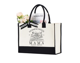 Homeschool Mama Tote Bag, Gift for Homeschool Mom, Homeschool Life, Library Book Bag, Mama Gift Tote Bag, Homeschool Mama Canvas Tote Bag