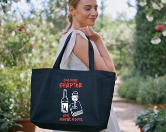 One More Chapter Tote Bag, Book Lover Tote Bag, Bookish Gift Idea, Book Lover Bag, Book Lover Canvas Tote Bag,  Reading Gif Bag
