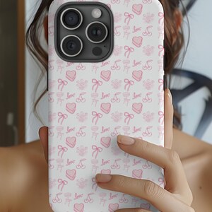 Soft Girl Phone Case for iPhone 16 15 14 iPhone Pro Max Plus MagSafe Compatible Bow Phone Case Preppy Coquette Phone Case Girly Phone Case