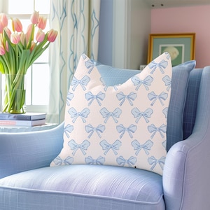 Preppy Dorm Throw Pillow Pink and Blue Pillow Watercolor Throw Pillows Preppy Pillow Coquette Bedding Lumbar Pillow Cute Coquette Pillow