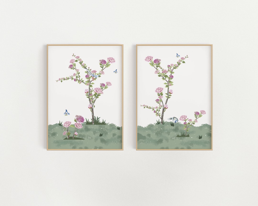 Chinoiserie Wall Art, Set of 2 Prints, Grandmillenial Wall Art, Teen ...