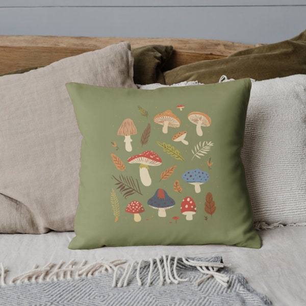 Pillowcover Mushroom Pillow Mushroomcore Mycology 14x14 Throw Pillow Goblincore Decor Couch Cushion Cover Pillow Covers 20x20 Couch Cushions