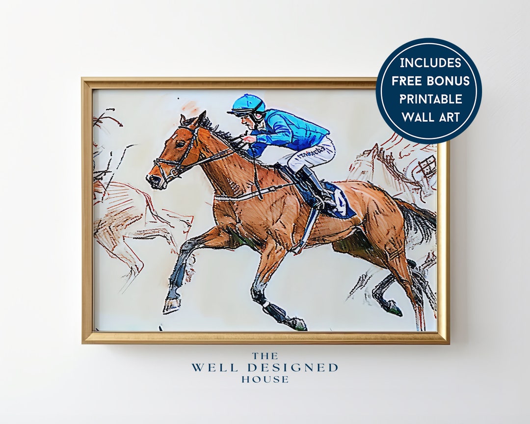 Future Equestrian, Horse Sketch Printable Art, Jockey Art, Horse Racing ...