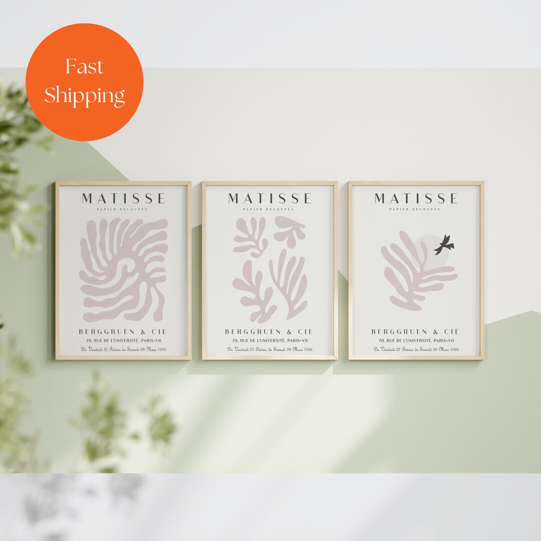 Pink Matisse Set of 3 Prints, Bedroom Wall Art, Henri Matisse Print ...