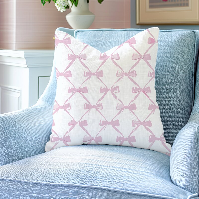 Pink Bows Pillow Case With Insert main image 1