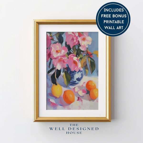 Peonies Still Life | Grandmillenial Art | Floral Oil Painting | Digital Prints | Spring Printable Wall Art | Downloadable Fine Art Prints