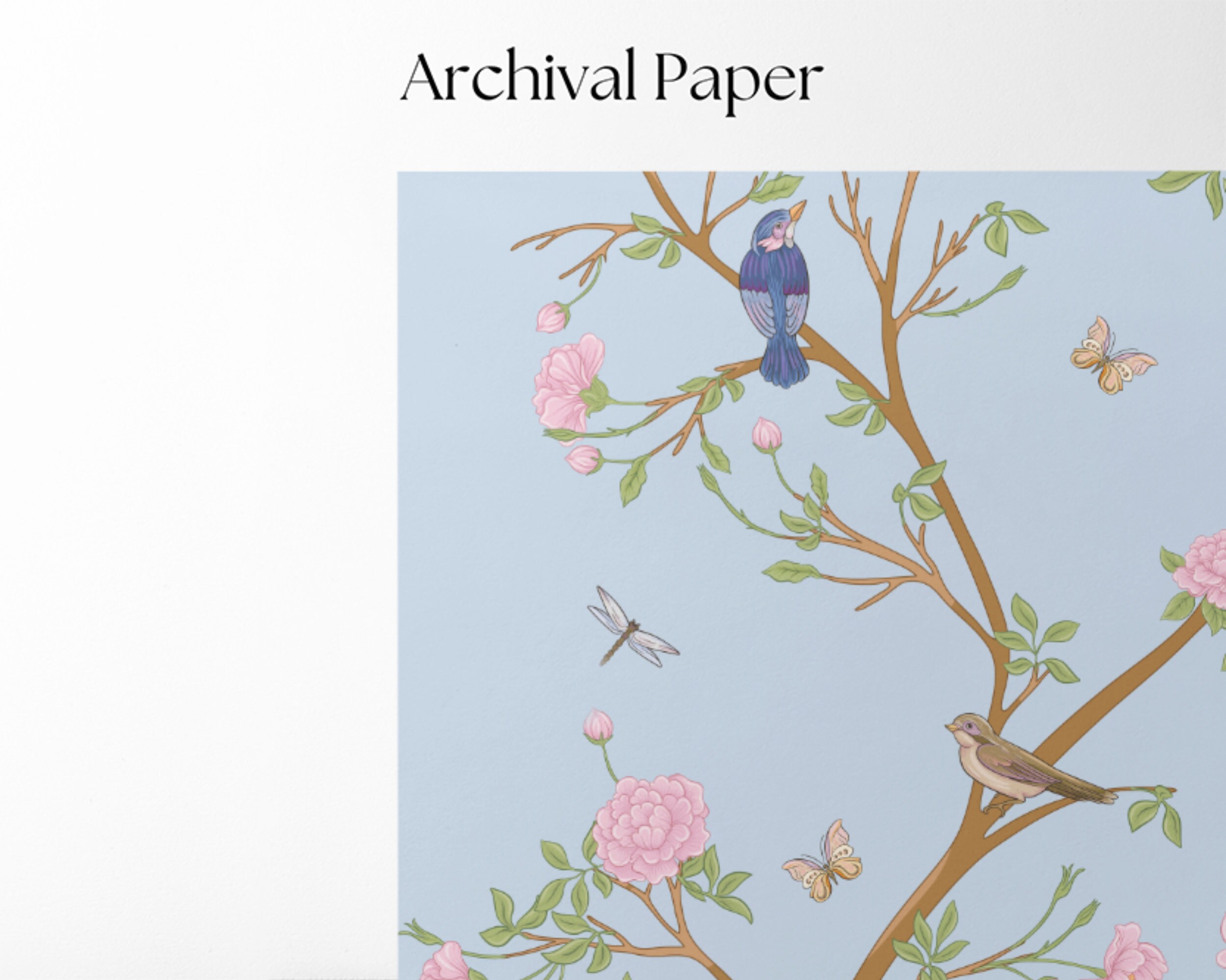 Chinoiserie Wall Art in Blue and Blush Set of 2 Grandmillenial Prints ...