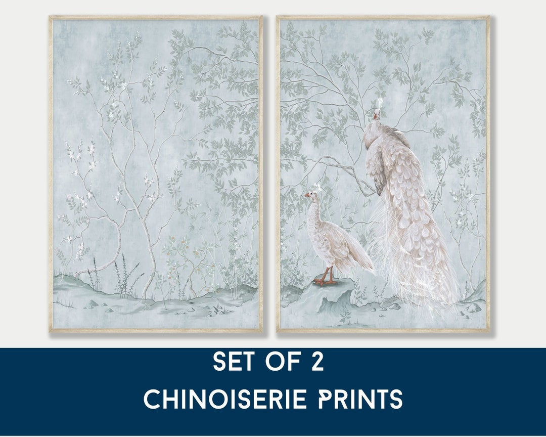 Set of 2 Large Chinoiserie Art Prints Grandmillenial Wall - Etsy