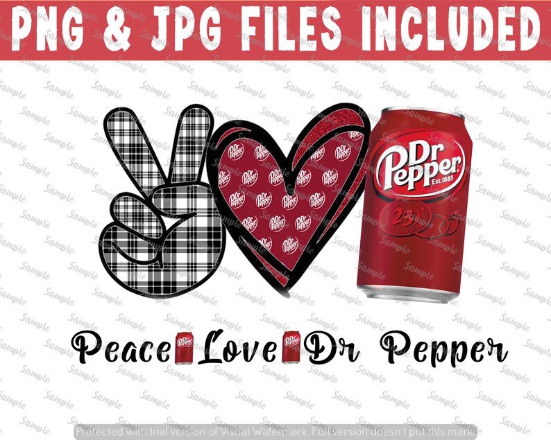 Peace Love Dr Pepper PNG & JPG Files Iron on Transfer - Etsy