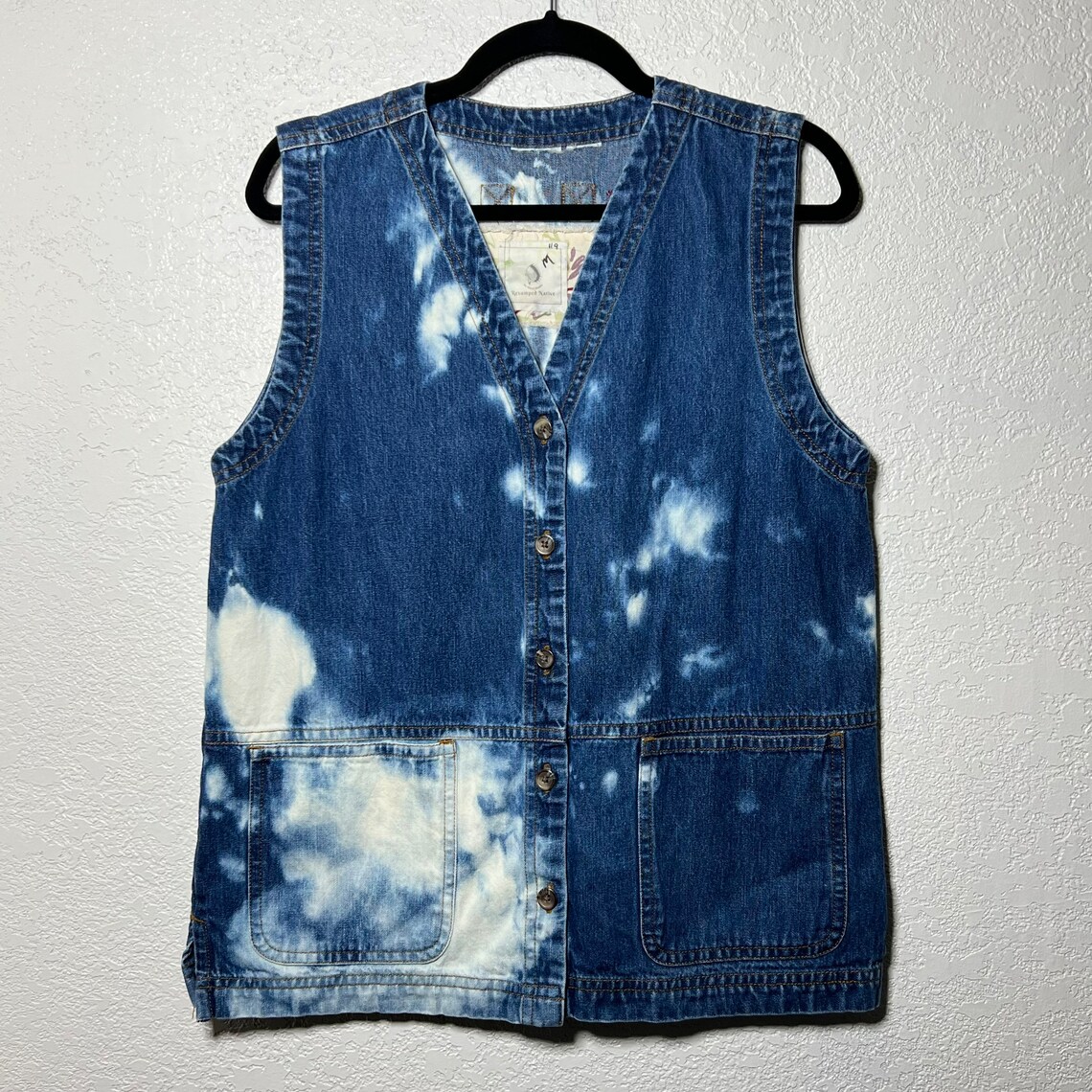 Revamped/upcycled Bleached Denim Vest Zine the Etsy