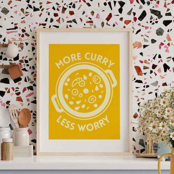 Curry Print Food, Curry Food poster, Kitchen wall art, Asian food artwork, Kitchen decor, Housewarming Food Lover Gift